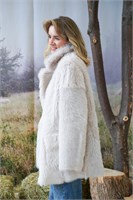 Двухсторонняя дубленка с английском воротником из длинношерстной овчины тиградо 2124 - фото 5542