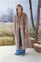 Двухсторонняя дубленка прямого кроя в бежевом цвете 2126 - фото 5549