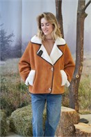 Натуральная дубленка из замши на пуговицах 3759