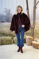 Двухсторонняя дубленка сводного кроя в бордовом цвете 2127 - фото 5553