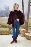 Двухсторонняя дубленка сводного кроя в бордовом цвете 2127 - фото 5554