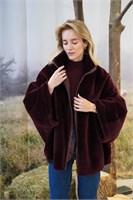 Двухсторонняя дубленка сводного кроя в бордовом цвете 2127 - фото 5555